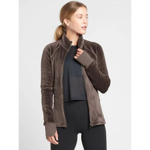 Athleta Jackets & Blazers - Athleta Women's Brown Cloud Fleece Full Zip Jacket Size XL